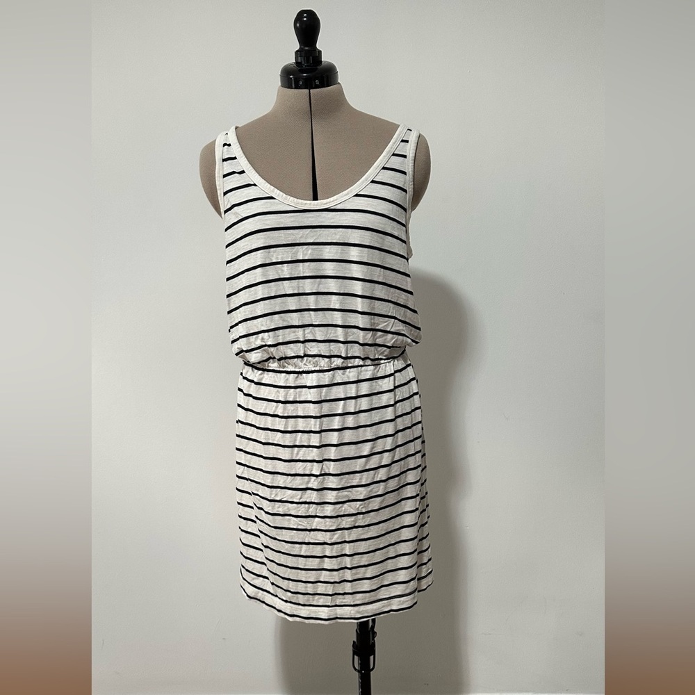 H&M white dress with black stripes
